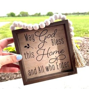 God Bless This Home And All Who Enter Wall Sign Counter Shelf Sitter Farmhouse